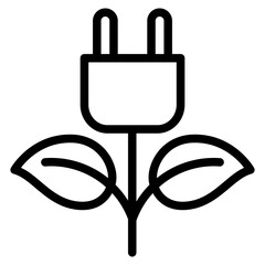 Renewable green energy saving icon. Electric plug and sprout vector desing.