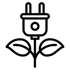 Renewable green energy saving icon. Electric plug and sprout vector desing.