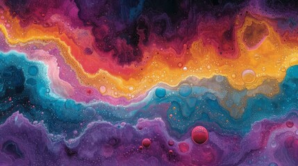 Colorful abstract painting with vibrant swirls of color - obrazy, fototapety, plakaty