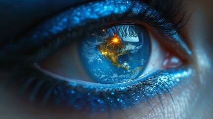 A woman's eye with the Earth reflected in it