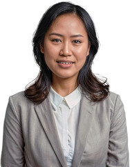 Business Asian woman smile portrait transparent background