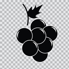 Grapes icon. Grapevine with leaf. Wine logo. Fruit pictogram. Vector illustration isolated.