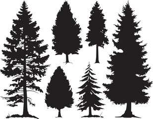 Fototapeta premium Set Trees. Hand drawn vector illustration 