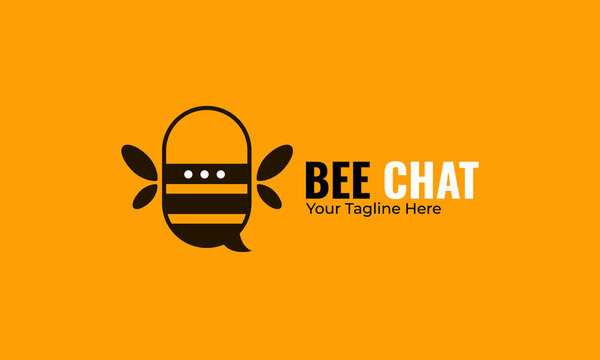 Bee chat social communication logo vector design