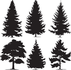 Set Trees. Hand drawn vector illustration	