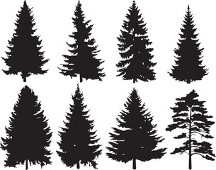 Obraz premium Set Trees. Hand drawn vector illustration 