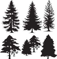 Set Trees. Hand drawn vector illustration	