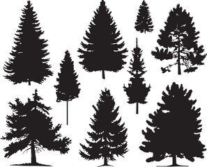 Set Trees. Hand drawn vector illustration	