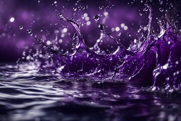 Step into a world of visual delight with an HD image showcasing the mesmerizing allure of a beautiful purple water splash background, expertly captured by a high-quality camera