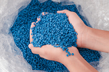 White plastic grain, plastic polymer granules,hand hold Polymer pellets, Raw materials for making...
