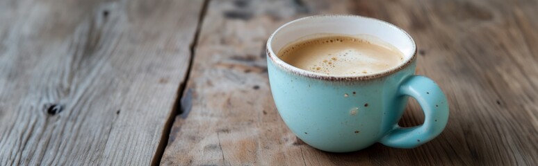 Cup of aromatic coffee cappuccino on a brown wooden background