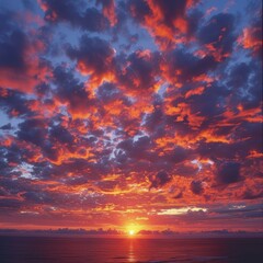 Fototapeta premium A vivid sunset over the ocean