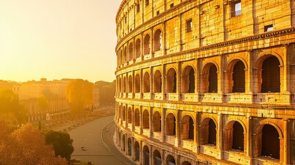 The Coliseum amphitheater in Rome, Italy, is an iconic symbol of ancient Rome. - obrazy, fototapety, plakaty