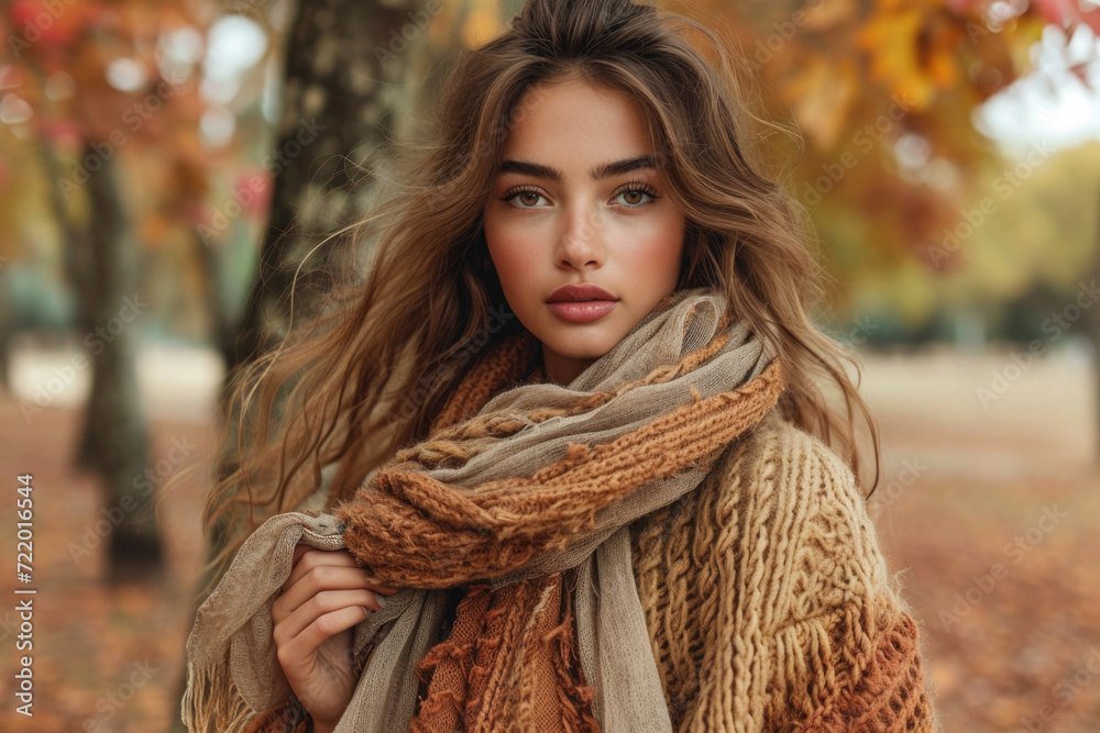 Poster portrait of a woman in autumn