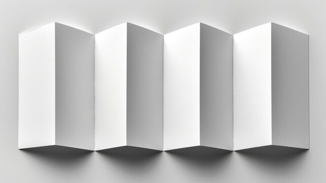Blank accordion folded paper brochure mockup with soft shadows