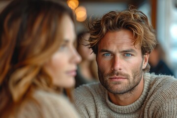Engaging conversation between a couple in a cozy cafe setting during a relaxed afternoon