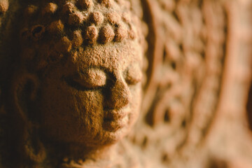 Close up shot of Terracotta Buddha statue.
