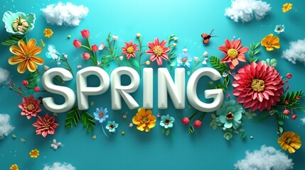 Fototapeta na wymiar 3D Spring Floral Design