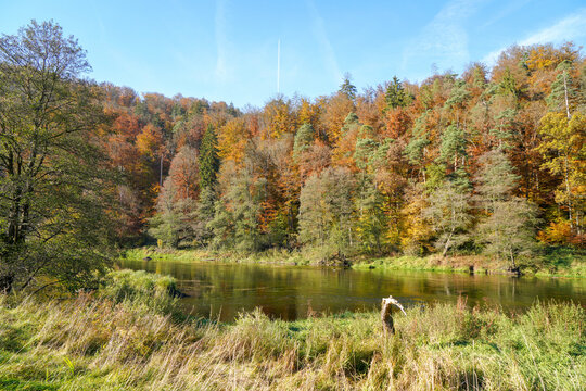 Recreational area in Bavaria on the Regen River near Regenstauf