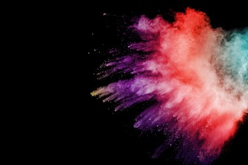 Explosion of color powder on black background. Splash of color powder dust on dark background.