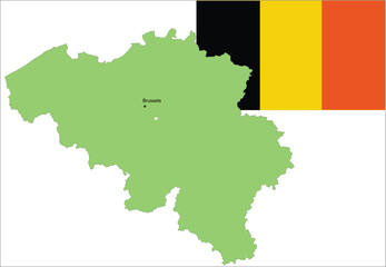 Belgian flag and map, vector illustration set.