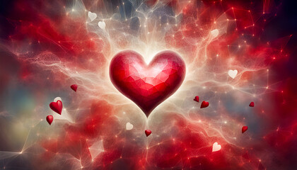 Concept of valentines digital red love, background with hearts