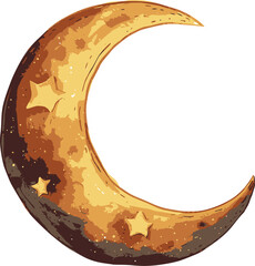 Watercolor Ramadan Moon Cartoon Vector