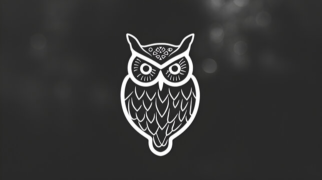 Artistic logo of an owl white on black