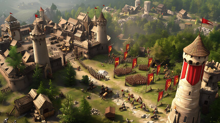 Witness an epic medieval castle siege as catapults launch, archers rain arrows, and knights clash in a fierce battle.