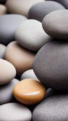 Fototapeta na wymiar A bunch of sea stones in black, gray and yellow shades. Sea pebbles. Generated AI.