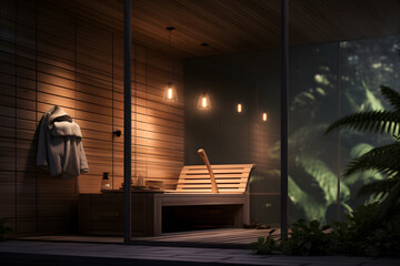 cozy sauna room wood wall