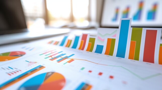 business stats and trends on white background, Technology