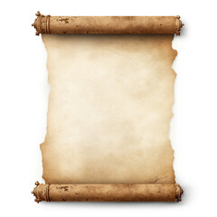 a blank piece of parchment tattered from old age with rolled sides on the left and right сreated with Generative Ai