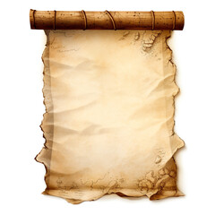 a blank piece of parchment tattered from old age with rolled sides on the left and right сreated with Generative Ai