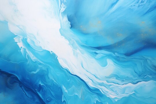 Abstract Background, Liquid Paints In White And Light Blue Shades