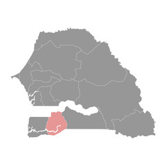 Sedhiou Region map, administrative division of Senegal. Vector illustration.