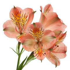Alstroemeria (Peruvian lily), transparent background, isolated image, generative AI
