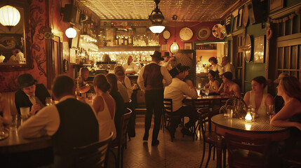 Step back in time to a vibrant 1920s speakeasy hidden away during Prohibition, where jazz music...