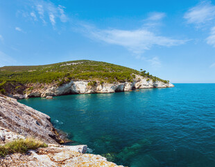 Fototapeta na wymiar Summer rocky sea coast, Gargano, Puglia, Italy