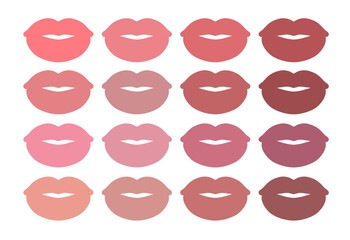 Vector illustration of neutral colored lipstick chart set