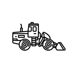 Original vector illustration. Contour icon of a bulldozer on wheels.