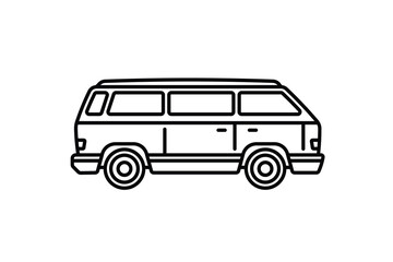 Original vector illustration. An old travel van. A contour icon.