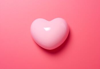 Fototapeta premium Heart-shaped fried egg, copy space, pink background, monochromatic color palettes, pop art influencer сreated with Generative Ai