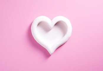 Heart-shaped fried egg, copy space, pink background, monochromatic color palettes, pop art influencer сreated with Generative Ai