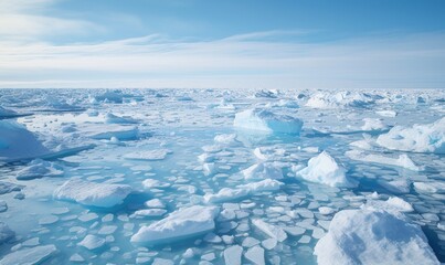 Fototapeta na wymiar Arctic ice melting, environmental disaster, ocean desalination