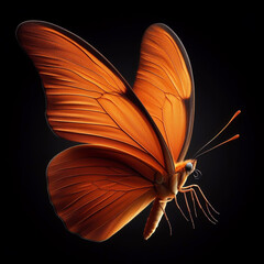 Dryas Julia butterfly isolated on black background. Insects in nature. AI generated