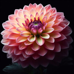 Dahlia isolated on black background. Flowers and plants in spring. AI generated