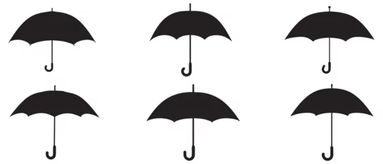 Fotobehang Umbrella icon set. Black silhouette on white background. Vector illustration. © IT'S ORA