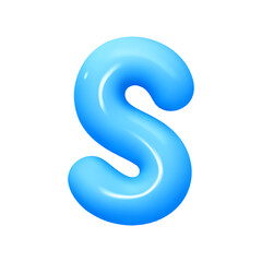 letter S. letter sign blue color. Realistic 3d design in cartoon balloon style. Isolated on white background. vector illustration