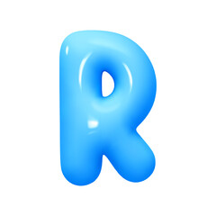 letter R. letter sign blue color. Realistic 3d design in cartoon balloon style. Isolated on white background. vector illustration